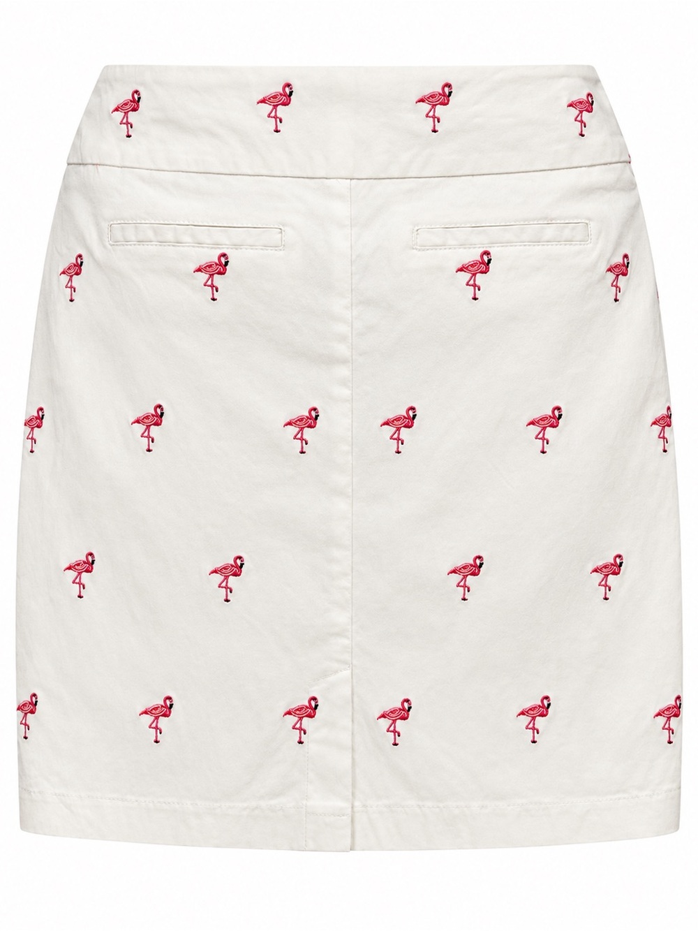Lulu-B Cream Mini Skirt with Pink Flamingo Embroidery - Picture 3 of 5
